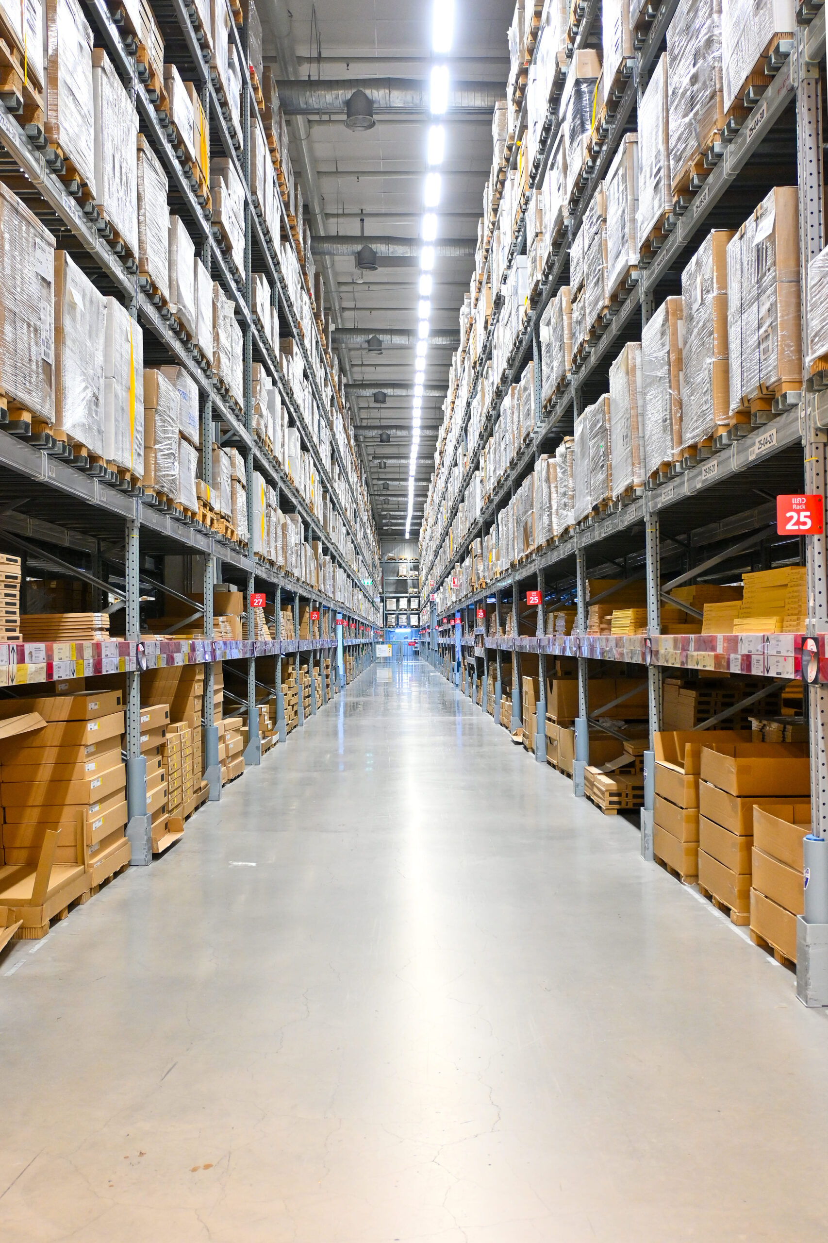 Rows Shelves With Goods Boxes Products Modern Industry Warehouse Store Factory Warehouse Storage Nobody (1)
